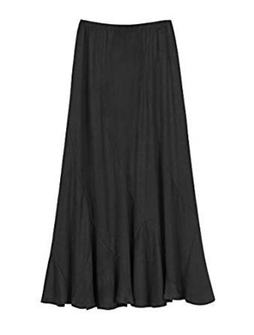 Urban CoCo Women's Vintage Elastic Waist A-Line Long Midi Skirt