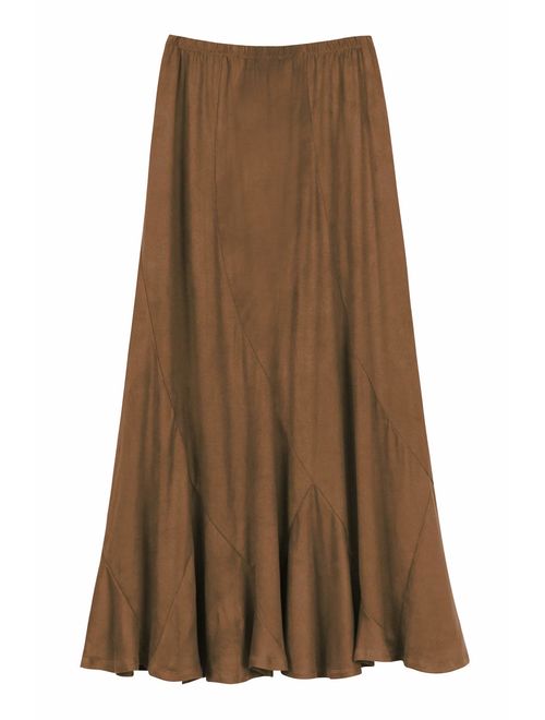 Urban CoCo Women's Vintage Elastic Waist A-Line Long Midi Skirt