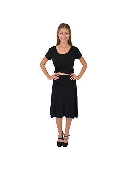 Stretch is Comfort Girl's, Women's and Plus Size Knee Length Flowy Skirt