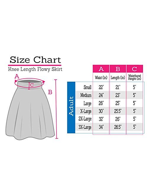 Stretch is Comfort Girl's, Women's and Plus Size Knee Length Flowy Skirt