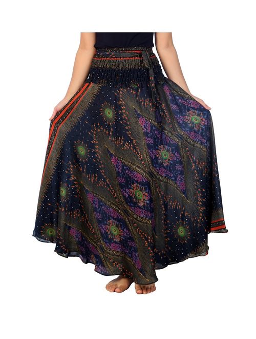 Lannaclothesdesign Women's Long Maxi Skirt Bohemian Gypsy Hippie Style Clothing