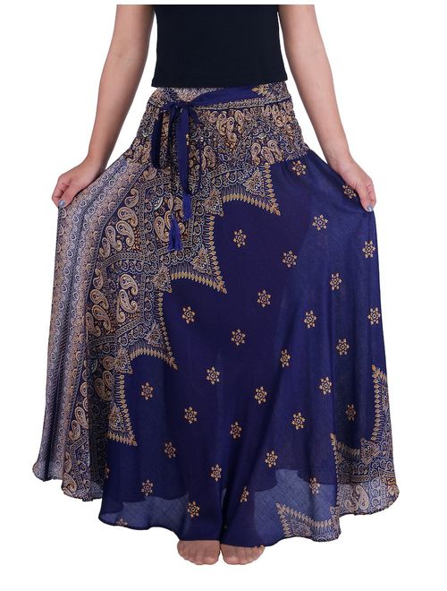 Lannaclothesdesign Women's Long Maxi Skirt Bohemian Gypsy Hippie Style Clothing