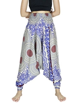 Banjamath Women's Peacock Print Aladdin Harem Hippie Pants Jumpsuit