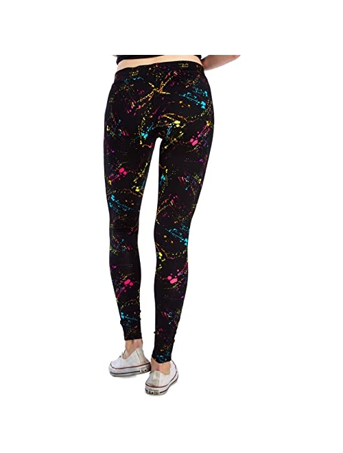 Splatter Neon Leggings - Neon Retro Rainbow Tights for Women