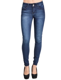 Kan Can Women's Mid Rise Basic Ankle Skinny Jeans