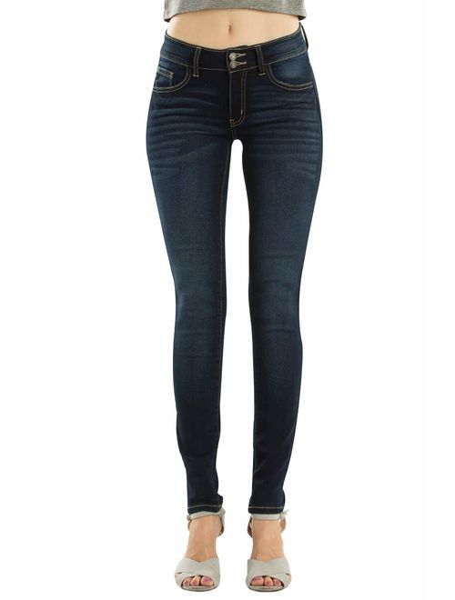 Kan Can Women's Mid Rise Basic Ankle Skinny Jeans