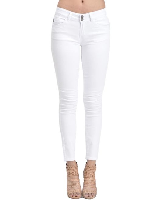 Kan Can Women's Mid Rise Basic Ankle Skinny Jeans