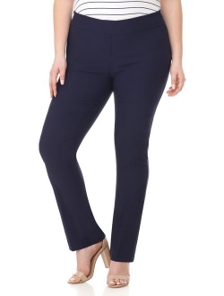 Rekucci Curvy Woman Plus Size Modern Straight Leg Pant w/Tummy Control