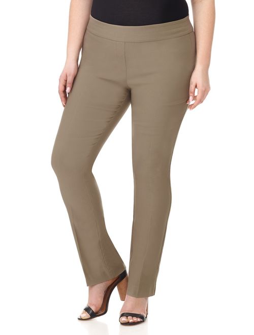 Rekucci Curvy Woman Plus Size Modern Straight Leg Pant w/Tummy Control