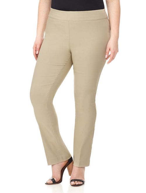 Rekucci Curvy Woman Plus Size Modern Straight Leg Pant w/Tummy Control