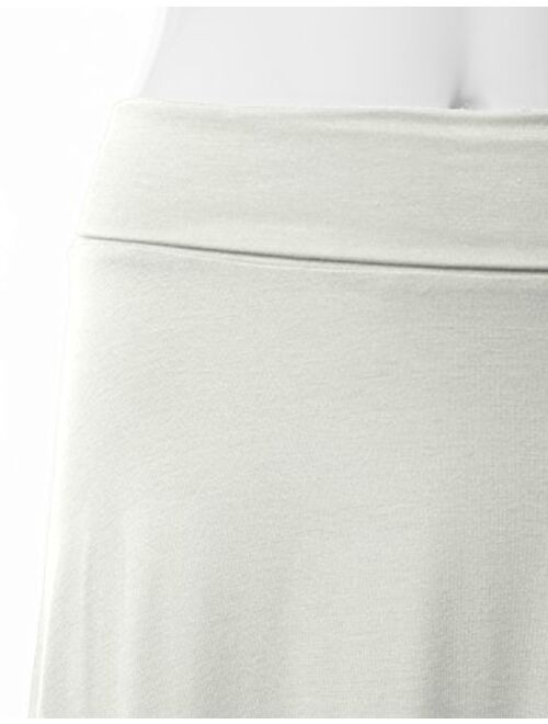 DRESSIS Women's Basic Elastic Waist Band Flared Midi Skirt