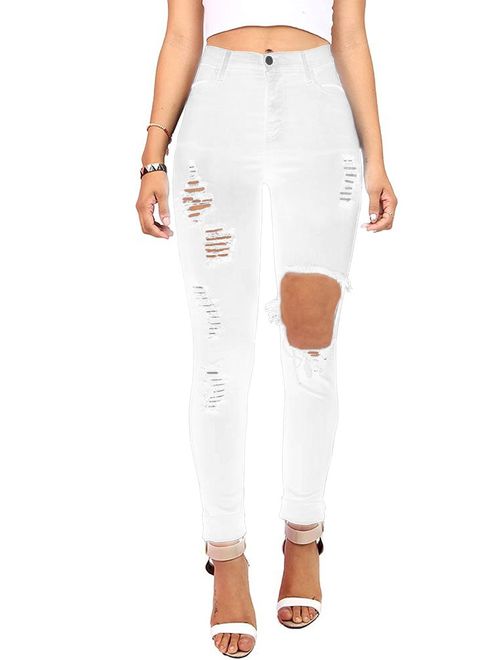 Vibrant Women's Juniors Ripped Rise Skinny Jeans