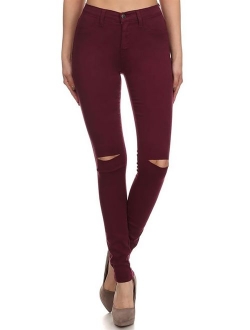 Vibrant Slit Knee High Waisted Solid Jeans