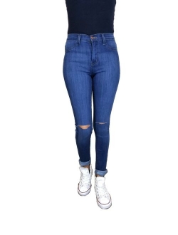 Vibrant Slit Knee High Waisted Solid Jeans