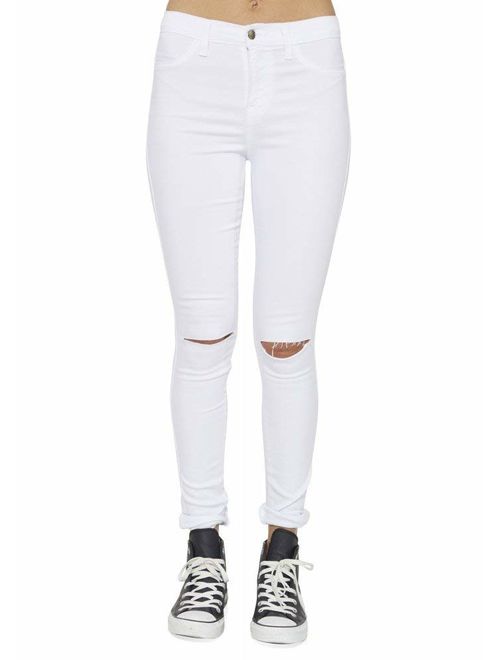 Vibrant Slit Knee High Waisted Solid Jeans