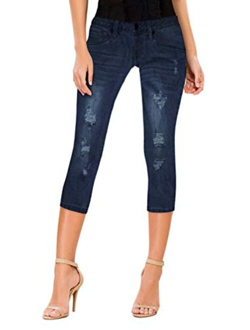 Hybrid & Co. Women's 17 inch Butt Lift Super Comfy Stretch Denim Capri Jeans