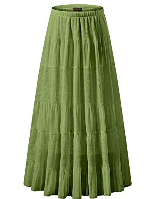 Women's Ankle Length High Waist A-line Flowy Long Maxi Skirt with Pockets 