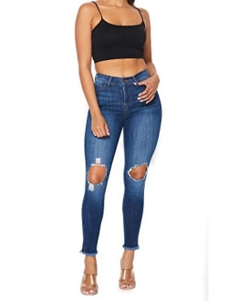 Vibrant Women's Juniors High Waist Jeans Stretchy Ripped Jeans