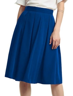 Women's Double Waist Side Buttons Pleated Skirt