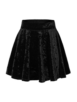 Women's Vintage Velvet Stretchy Mini Flared Skater Skirt