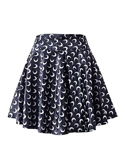 Urban CoCo Women's Vintage Velvet Stretchy Mini Flared Skater Skirt