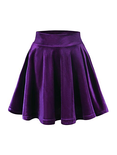 Urban CoCo Women's Vintage Velvet Stretchy Mini Flared Skater Skirt