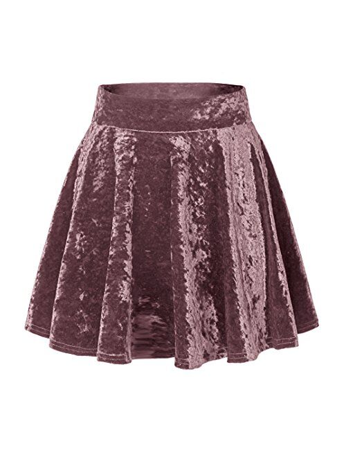 Urban CoCo Women's Vintage Velvet Stretchy Mini Flared Skater Skirt