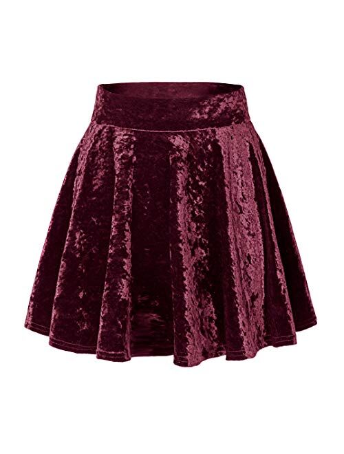 Urban CoCo Women's Vintage Velvet Stretchy Mini Flared Skater Skirt