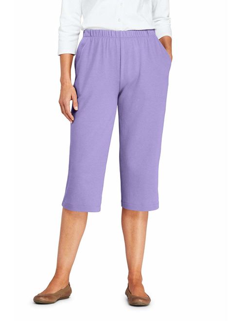 Lands' End Women's Sport Knit Elastic Waist Pull On Capri Pants