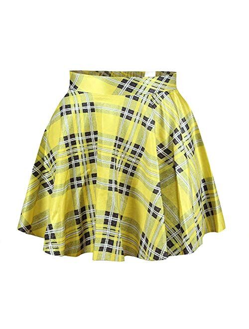 LaSuiveur Women's Digital Print Stretchy Flared A Line Pleated Skater Skirt