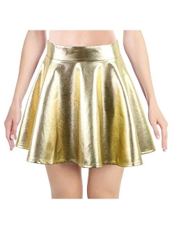 Simplicity Women's Metallic Ballet Dance Flared Skater Skirt Fancy Dress