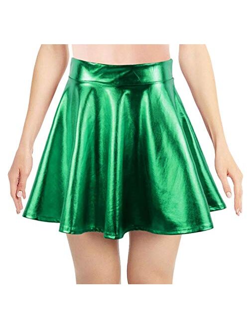 Simplicity Women's Metallic Ballet Dance Flared Skater Skirt Fancy Dress