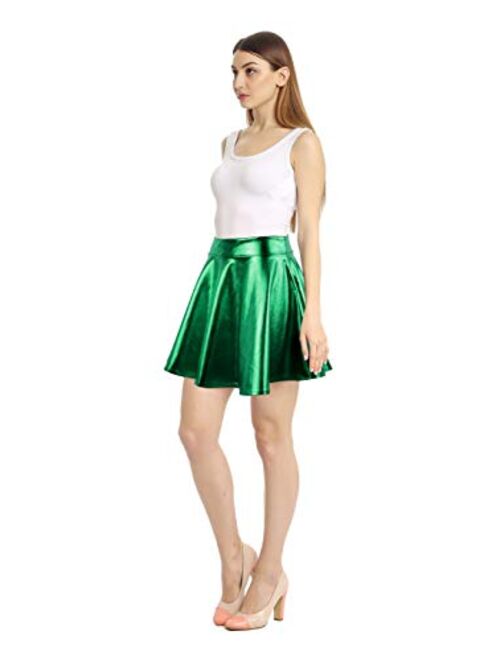 Simplicity Women's Metallic Ballet Dance Flared Skater Skirt Fancy Dress