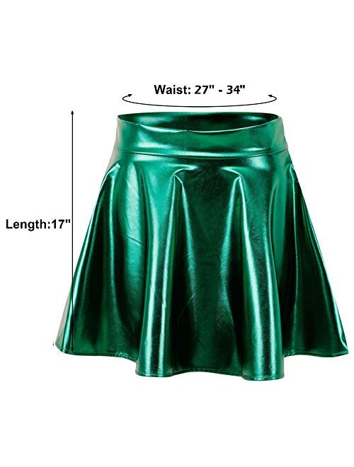 Simplicity Women's Metallic Ballet Dance Flared Skater Skirt Fancy Dress