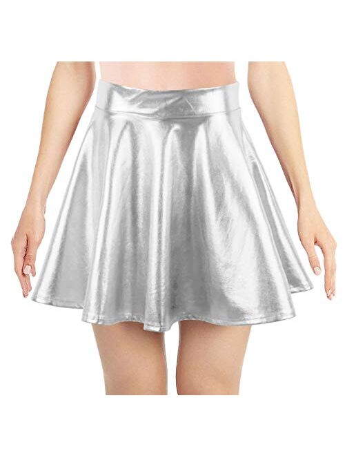 Simplicity Women's Metallic Ballet Dance Flared Skater Skirt Fancy Dress