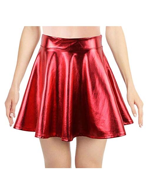 Simplicity Women's Metallic Ballet Dance Flared Skater Skirt Fancy Dress