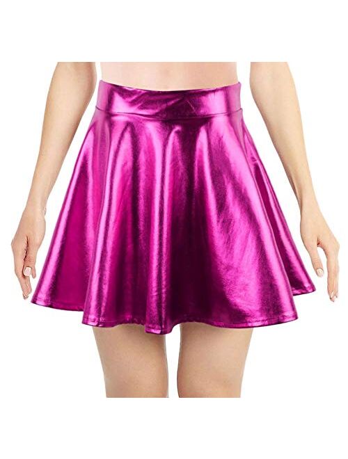 Simplicity Women's Metallic Ballet Dance Flared Skater Skirt Fancy Dress