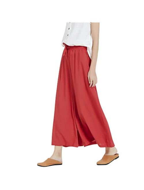 Sellse Women's Linen Cotton Casual Large Size Pants Plus Size Pant With Band Waist