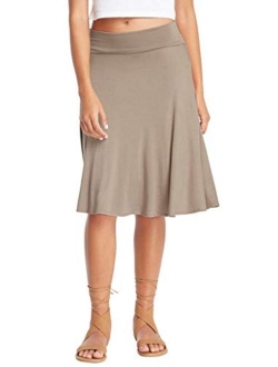 12 AMI Solid Basic Fold-Over Stretch Midi Short Skirt - Made in USA