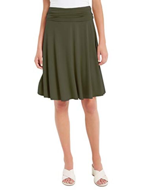 12 AMI Solid Basic Fold-Over Stretch Midi Short Skirt - Made in USA