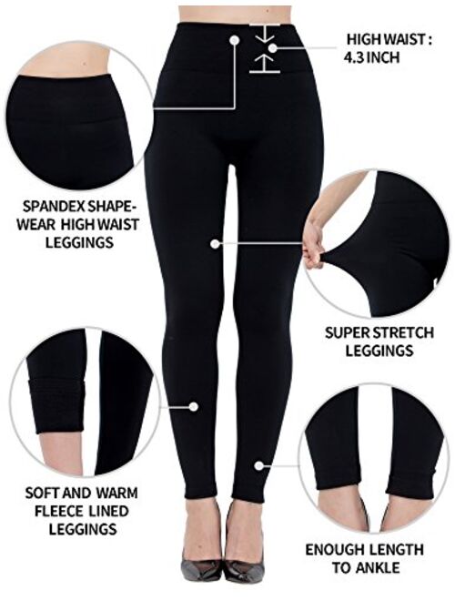 Dimore Women's Fleece Lined Leggings High Waist Soft Warm Winter Pants Slim for Women One Size