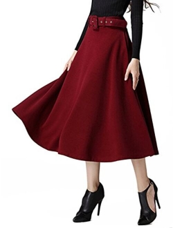 Choies Women's High Waist A-line Flared Long Skirt Winter Fall Midi Skirt