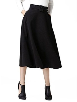 Choies Women's High Waist A-line Flared Long Skirt Winter Fall Midi Skirt