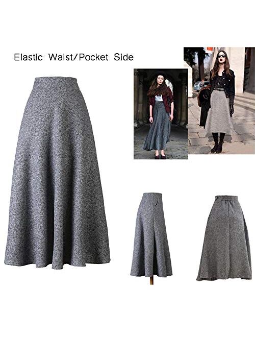 Choies Women's High Waist A-line Flared Long Skirt Winter Fall Midi Skirt