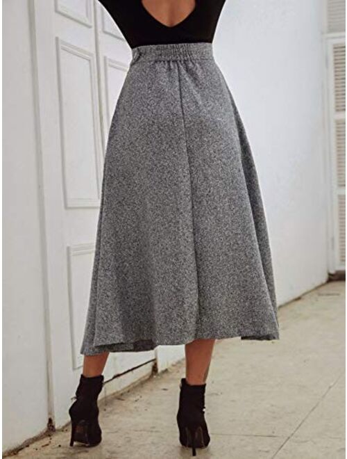 Choies Women's High Waist A-line Flared Long Skirt Winter Fall Midi Skirt