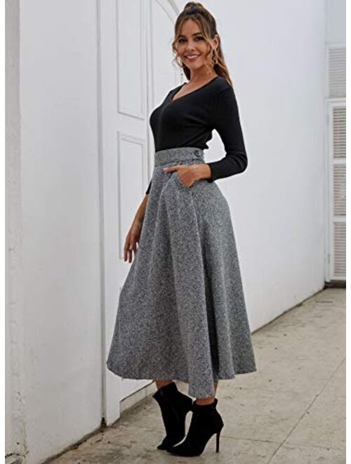 Choies Women's High Waist A-line Flared Long Skirt Winter Fall Midi Skirt