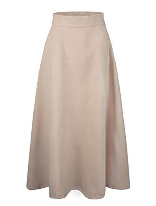 Choies Women's High Waist A-line Flared Long Skirt Winter Fall Midi Skirt