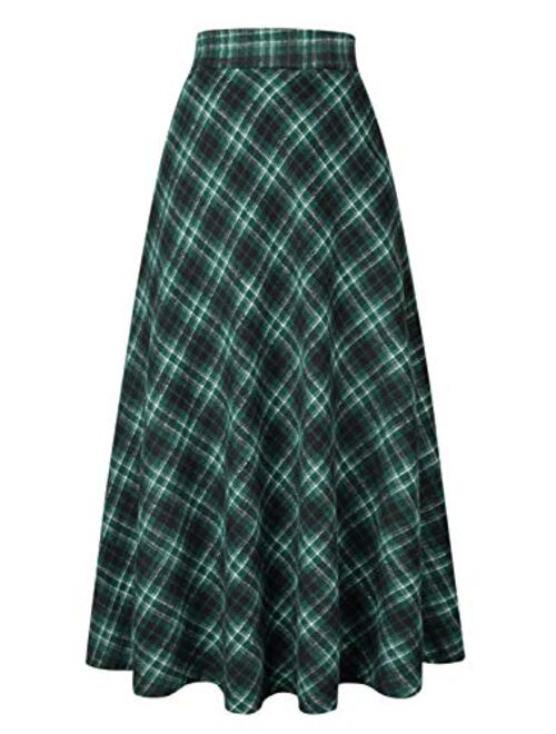 Choies Women's High Waist A-line Flared Long Skirt Winter Fall Midi Skirt