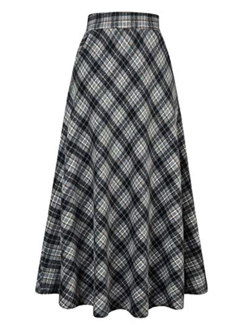 Choies Women's High Waist A-line Flared Long Skirt Winter Fall Midi Skirt