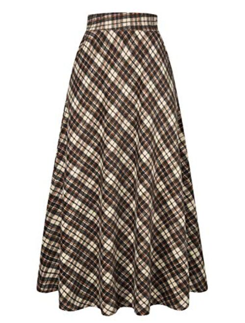 Choies Women's High Waist A-line Flared Long Skirt Winter Fall Midi Skirt